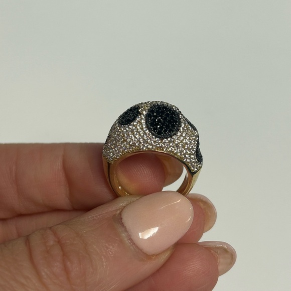 Suzy Levian Yellow Sterling Silver White Black CZ Ring NWT - Picture 5 of 6